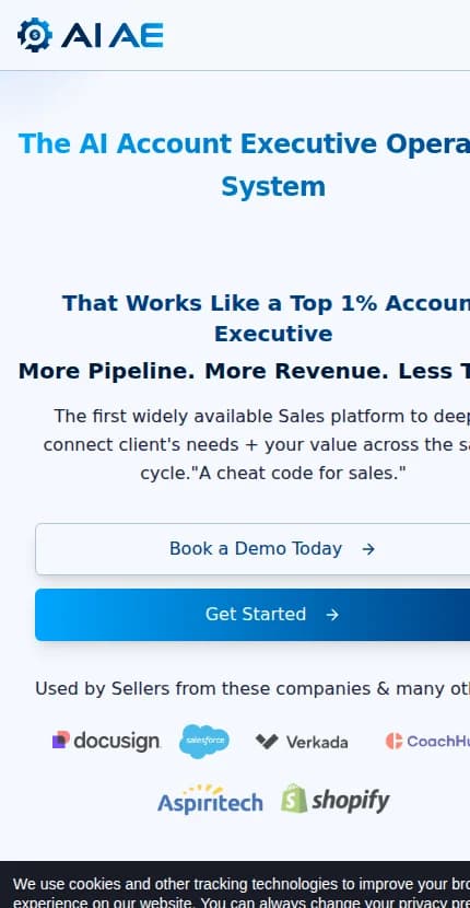 AI Account Executive website screenshot mobile