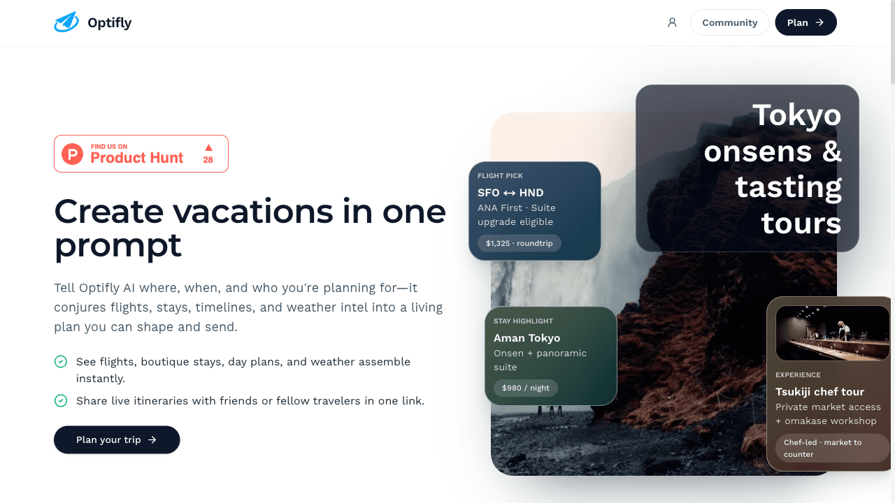 Optifly homepage screenshot