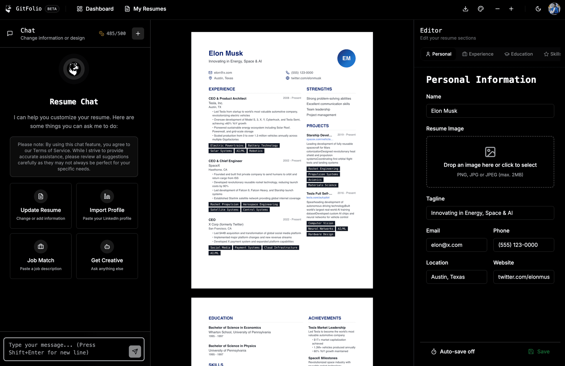 Gitfolio product screenshot